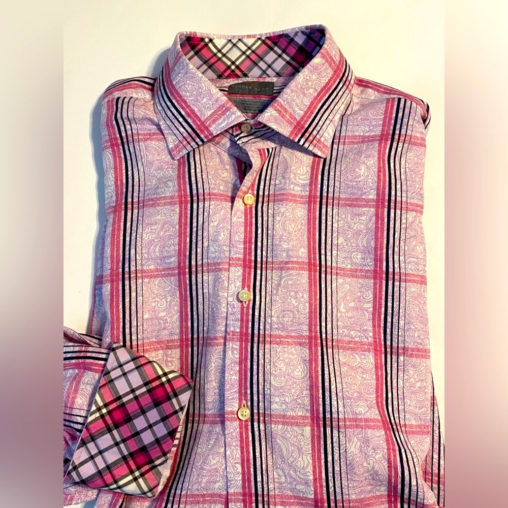 NWOT MENS Thomas Dean Dress Shirt XL